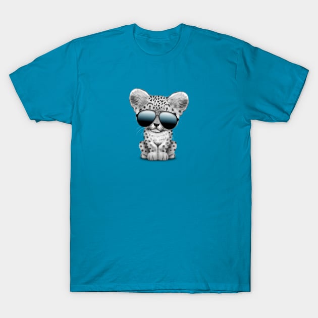 Cute Baby Snow leopard Wearing Sunglasses T-Shirt by jeffbartels